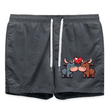Couple Taureau Saint-Valentin - Short de bain - charbon - Devant - AI Model Male 185 light (185cm)