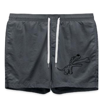 Hund Gierig Hungrig Großer Knochen Verschluckt - Badeshorts - Anthrazit - Vorne - AI Model Male 185 light (185cm)