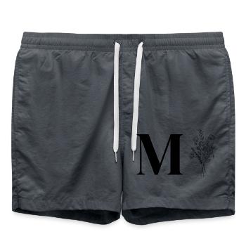 Lette m fleurs minimalistes - Short de bain - charbon - Devant - AI Model Male 185 light (185cm)