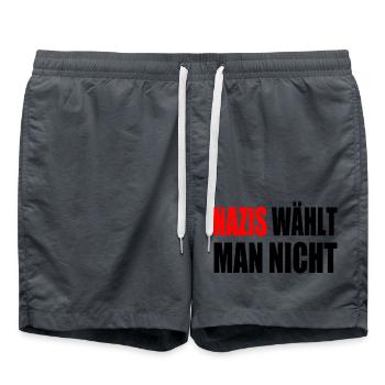 nazis wählt man nicht - Badeshorts - Anthrazit - Vorne - AI Model Male 185 light (185cm)
