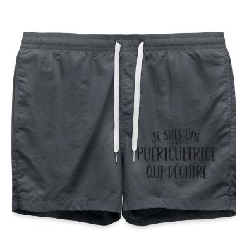 I'm a childcare worker who rocks - Swim Trunks - anthracite - Front - AI Model Male 185 light (185cm)