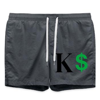 Letter k dollar - Swim Trunks - anthracite - Front - AI Model Male 185 light (185cm)