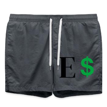 Letter E Dollar - Swim Trunks - anthracite - Front - AI Model Male 185 light (185cm)