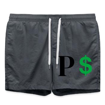 Lettre p dollar - Short de bain - charbon - Devant - AI Model Male 185 light (185cm)