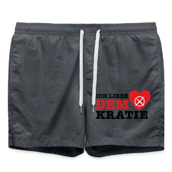 J’aime la démocratie - Short de bain - charbon - Devant - AI Model Male 185 light (185cm)