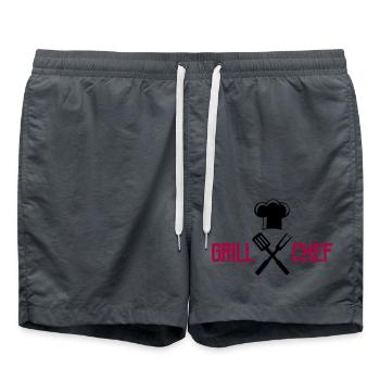 Cuisinier, Couverts, Grillades - Short de bain - charbon - Devant - AI Model Male 185 light (185cm)