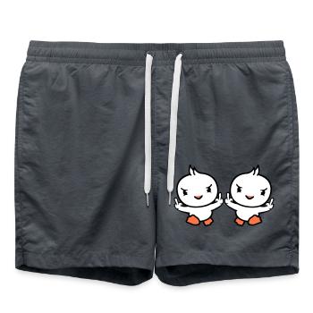 2 oiseaux Evil Middle Finger Show Bad Boys Running - Short de bain - charbon - Devant - AI Model Male 185 light (185cm)