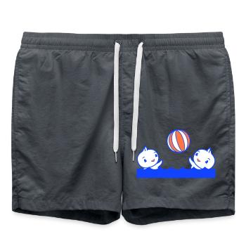 2 Ducks Ball Playing Swimming Pool Water Sea Holiday - Swim Trunks - anthracite - Front - AI Model Male 185 light (185cm)