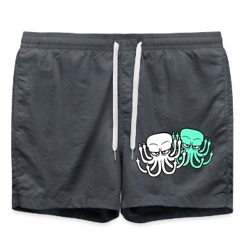 2 Octopus Middle Finger Insult Fuck Off Team - Swim Trunks - anthracite - Front - AI Model Male 185 light (185cm)