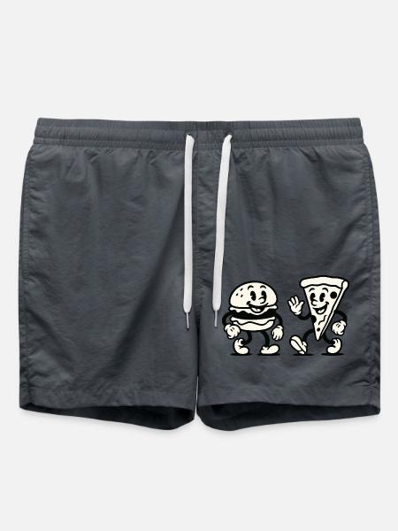 Burger Pizza Comic - Swim Trunks - anthracite