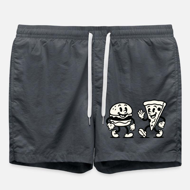 Burger Pizza Comic - Swim Trunks - anthracite