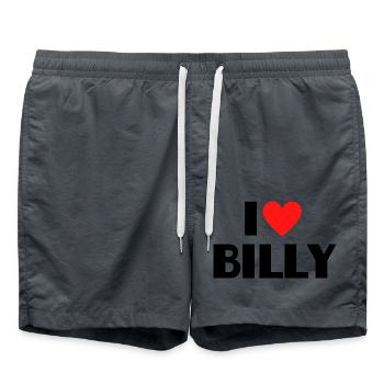 J’aime Billy Red Heart Love Fan Gift - Short de bain - charbon - Devant - AI Model Male 185 light (185cm)