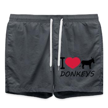 texte j'aime amour coeur âne cheval poney petit paquet - Short de bain - charbon - Devant - AI Model Male 185 light (185cm)