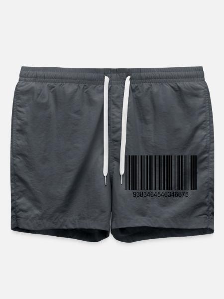Barcode / Strichcode in Schwarz mit Zahlen - Badeshorts - Anthrazit
