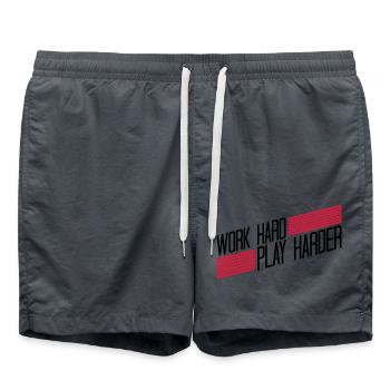Play Harder Logo - Badeshorts - Anthrazit - Vorne - AI Model Male 185 light (185cm)