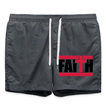 Religion Logo Text - Swim Trunks - anthracite - Front - AI Model Male 185 light (185cm)