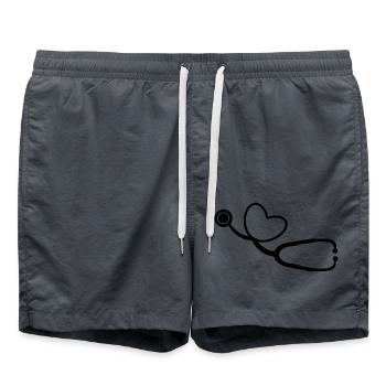 Doctor Doctor Doctor Doctor Helper Nurse Heart - Swim Trunks - anthracite - Front - AI Model Male 185 light (185cm)