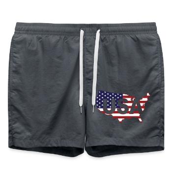 Carte du drapeau des États-Unis Patriotique américain 4 juillet Cadeau - Short de bain - charbon - Devant - AI Model Male 185 light (185cm)