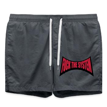Punk fuck the system - Badeshorts - Anthrazit - Vorne - AI Model Male 185 light (185cm)