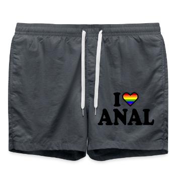 I love anal - Swim Trunks - anthracite - Front - AI Model Male 185 light (185cm)