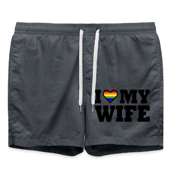 I love my wife - Swim Trunks - anthracite - Front - AI Model Male 185 light (185cm)