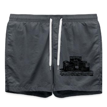 Vintage racing cars on the race track - Swim Trunks - anthracite - Front - AI Model Male 185 light (185cm)