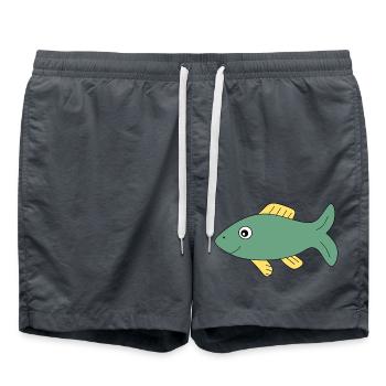 T-shirt with fish motif,Fishing clothing gift - Swim Trunks - anthracite - Front - AI Model Male 185 light (185cm)