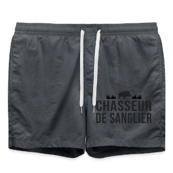 chasseur de sanglier cadeau cool chasse - Short de bain - charbon - Devant - AI Model Male 185 light (185cm)