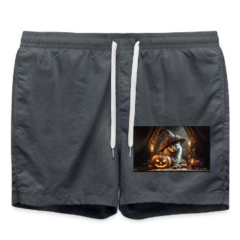 Chat d'halloween en costume pirate - Short de bain - charbon - Devant - AI Model Male 185 light (185cm)