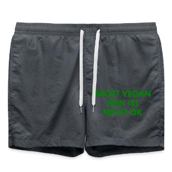 nicht vegan sein ist nicht ok - Badeshorts - Anthrazit - Vorne - AI Model Male 185 light (185cm)