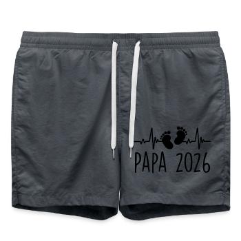 Papa 2026 Frequenz Herschlag Vatertagsgeschenk - Badeshorts - Anthrazit - Vorne - AI Model Male 185 light (185cm)
