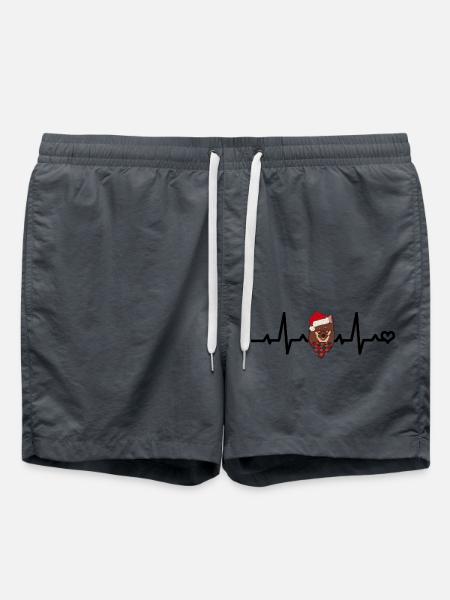 Chihuahua braun langhaar tan Weihnachten EKG - Badeshorts - Anthrazit