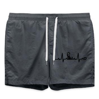 Brautpaar mit Hund Herzfrequenz Liebe heiraten - Badeshorts - Anthrazit - Vorne - AI Model Male 185 light (185cm)