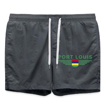 T-shirt Port Louis – Pour les fans de l’île Maurice - Short de bain - charbon - Devant - AI Model Male 185 light (185cm)