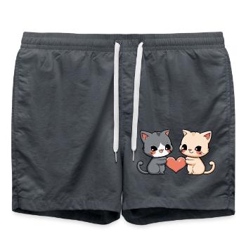 Chat Couple Saint-Valentin - Short de bain - charbon - Devant - AI Model Male 185 light (185cm)