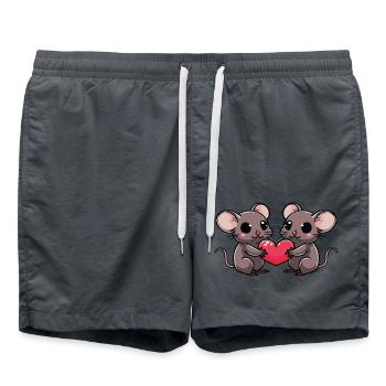 Mouse Couple Valentine's Day - Swim Trunks - anthracite - Front - AI Model Male 185 light (185cm)