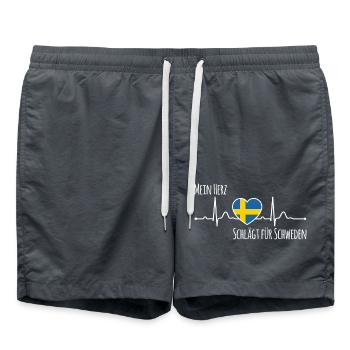 Mon cœur bat pour la Suède Scandinavie - Short de bain - charbon - Devant - AI Model Male 185 light (185cm)
