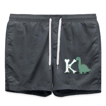 Buchstabe K - Badeshorts - Anthrazit - Vorne - AI Model Male 185 light (185cm)