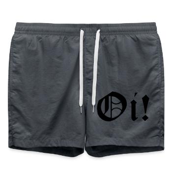 Working Class Skinhead Oi! Antiracist Bootboys My - Swim Trunks - anthracite - Front - AI Model Male 185 light (185cm)