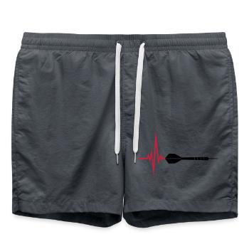 puls herzschlag frequenz logo text spielen darts v - Badeshorts - Anthrazit - Vorne - AI Model Male 185 light (185cm)