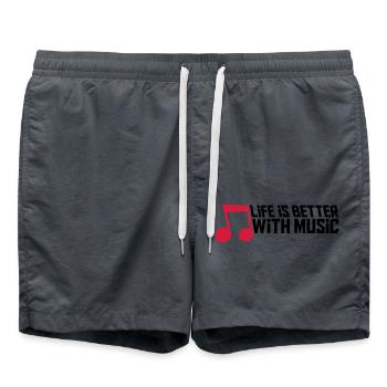 Life is Better with Music note cool party logo fei - Swim Trunks - anthracite - Front - AI Model Male 185 light (185cm)