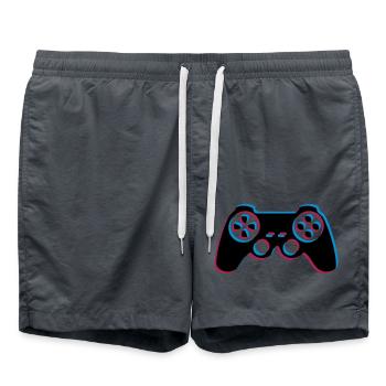 3d controller design logo clip art cool gamer zocke - Swim Trunks - anthracite - Front - AI Model Male 185 light (185cm)