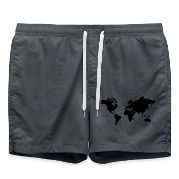 Globus Continent World Map Earth Planet Climate Protection - Swim Trunks - anthracite - Front - AI Model Male 185 light (185cm)