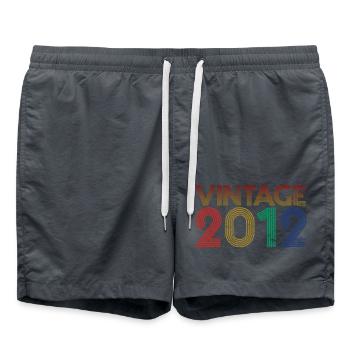 Retro Vintage 2012 - 11 Years Old Birthday Present - Swim Trunks - anthracite - Front - AI Model Male 185 light (185cm)