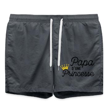 Papa d'une Princesse Cadeau Père et Fille - Short de bain - charbon - Devant - AI Model Male 185 light (185cm)
