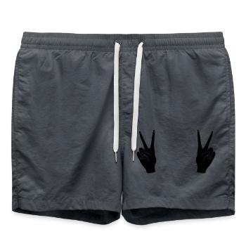 Black Victory Hand Signal Peace - Swim Trunks - anthracite - Front - AI Model Male 185 light (185cm)