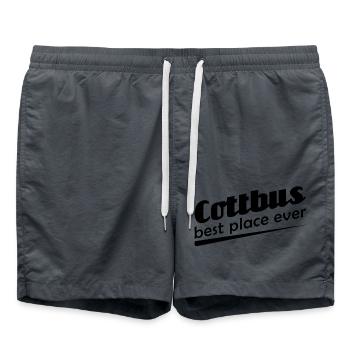 Cottbus - Stadt best place ever - Badeshorts - Anthrazit - Vorne - AI Model Male 185 light (185cm)