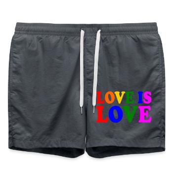 Love is love - Swim Trunks - anthracite - Front - AI Model Male 185 light (185cm)