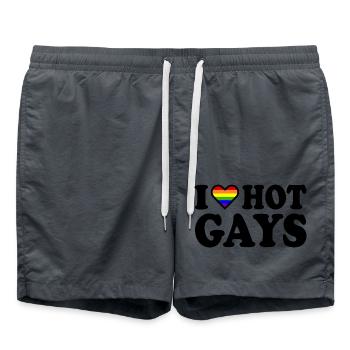 I love hot gays - Swim Trunks - anthracite - Front - AI Model Male 185 light (185cm)
