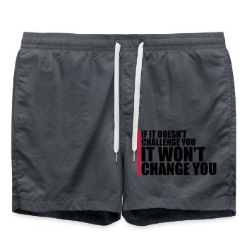 Séance d’entraînement Fitness Motivation Citation - Short de bain - charbon - Devant - AI Model Male 185 light (185cm)